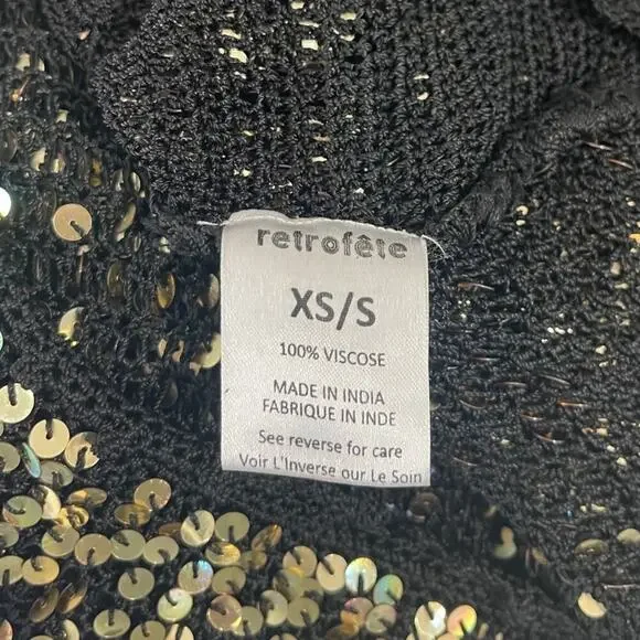 Retrofete Black and Gold Sequin Mini Dress